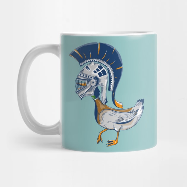 Duck wearing ancient Greek warriors helmet by mailboxdisco